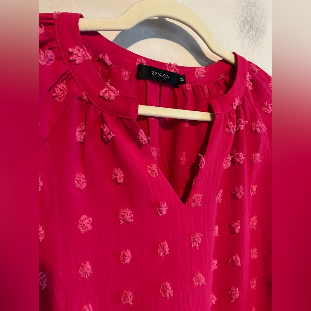 3/$20 Zesica Pink V-Neck Tunic Blouse Boho Hippie Medium - Picture 3 of 7